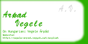 arpad vegele business card
